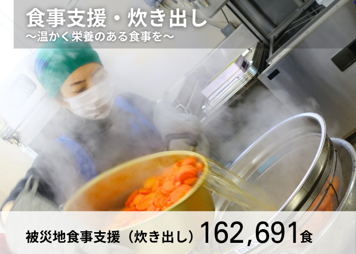 被災地食事支援(炊き出し)162,691食
